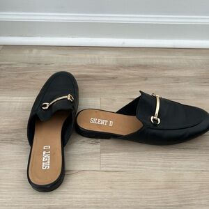 Silent D Black Leather Mules